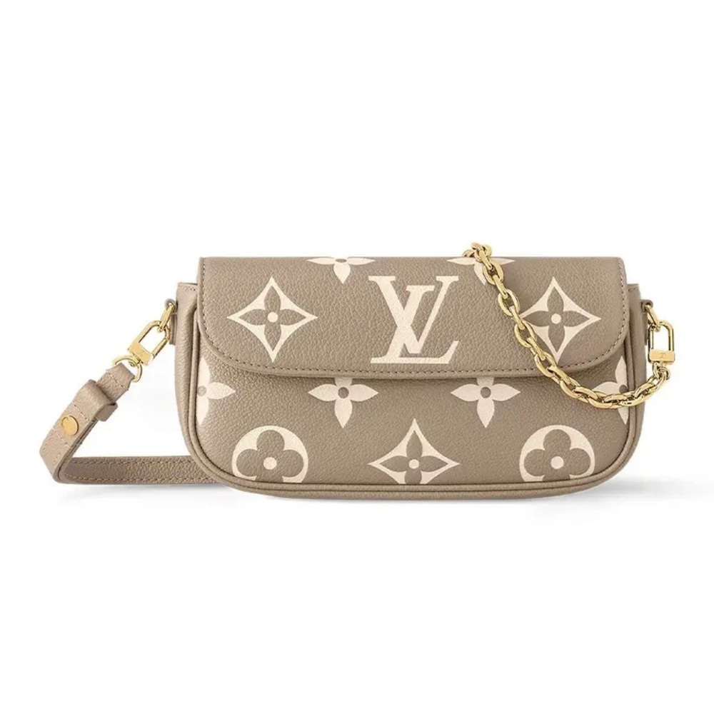 New LOUIS VUITTON IVY Shoulder Bag Crossbody Empreinte Dove Cream